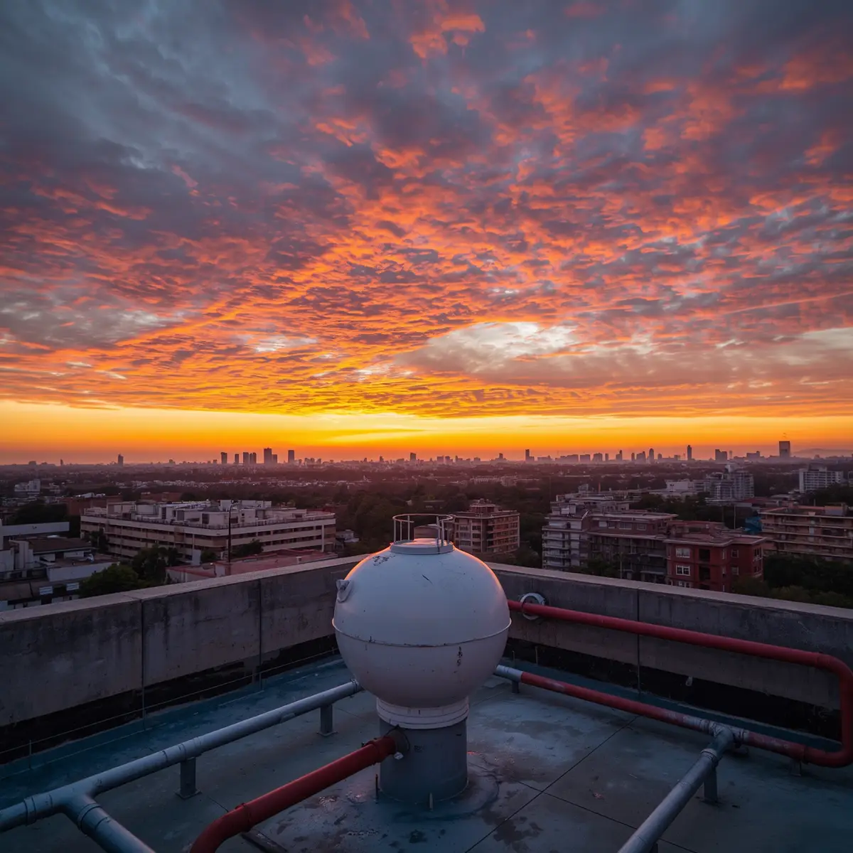 Vista del atardecer desde una azotea